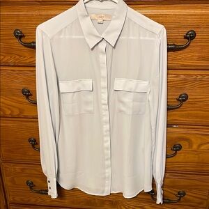 LOFT White Button-Up Blouse